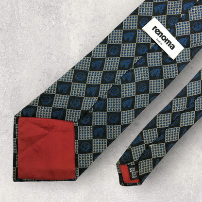 [6581] Beautiful item! Renoma tie, blue, horse pattern 