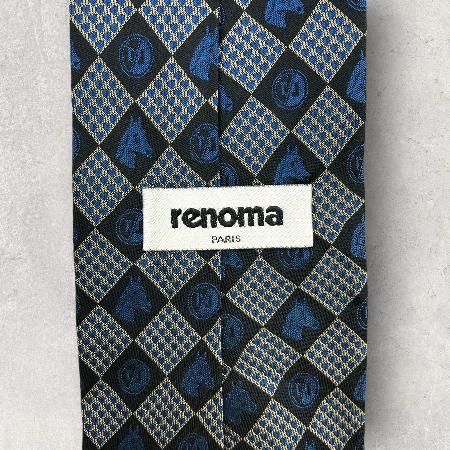 [6581] Beautiful item! Renoma tie, blue, horse pattern 