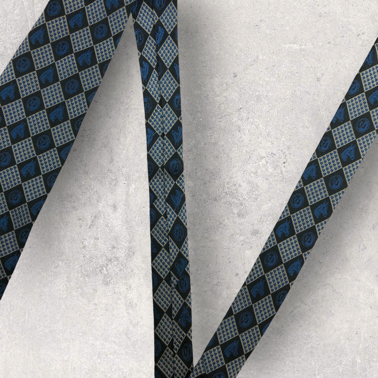[6581] Beautiful item! Renoma tie, blue, horse pattern 