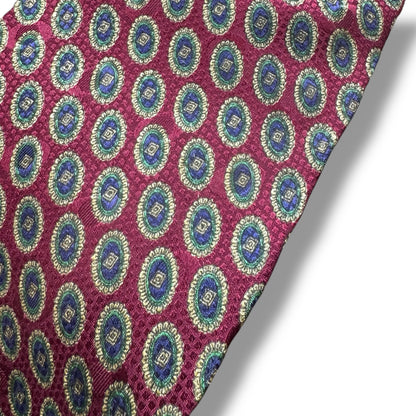 【7079】良品！ピエールバルマン　ネクタイ　レッド系　バーガンディー系