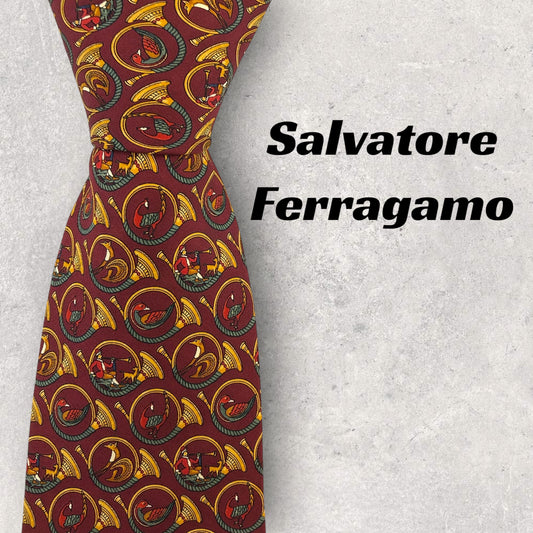 [6691] Good quality! Salvatore Ferragamo necktie in red 