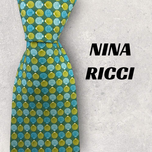 [6695] Good quality! Nina Ricci necktie, green, shell pattern 