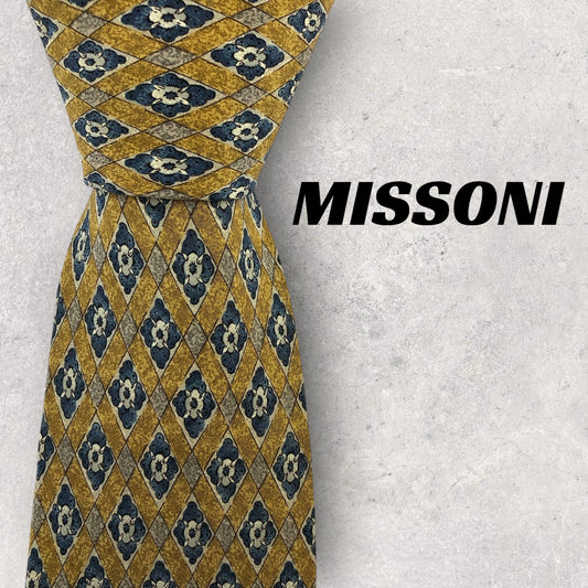 [6723] Good quality! Missoni tie in ochre 