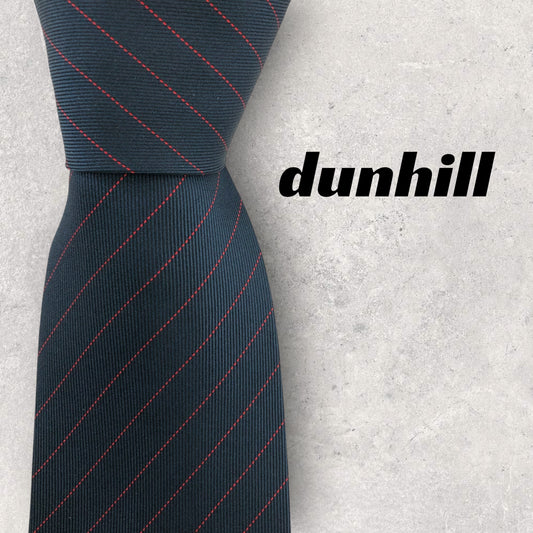[6737] Good quality! Dunhill tie, navy 