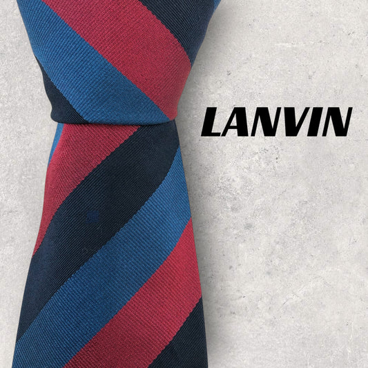 【6756】良品！ランバン　ネクタイ　レッド系　ネイビー系