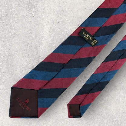 【6756】良品！ランバン　ネクタイ　レッド系　ネイビー系
