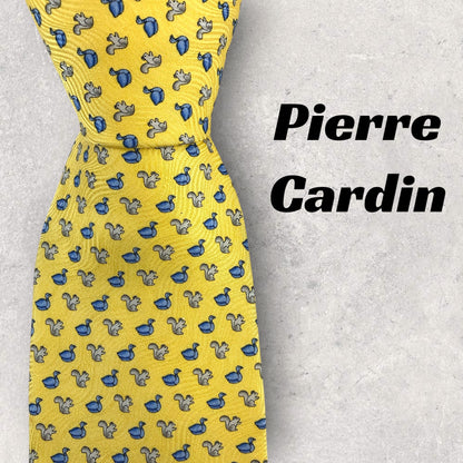 【6772】良品！ピエールカルダン　ネクタイ　イエロー系　鴨×リス柄