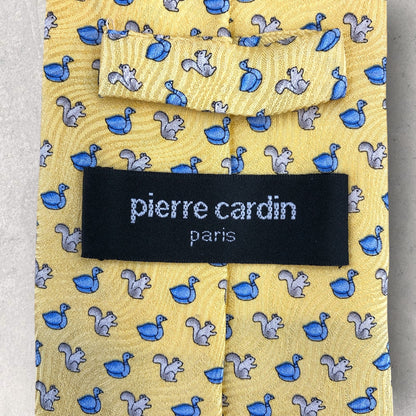 【6772】良品！ピエールカルダン　ネクタイ　イエロー系　鴨×リス柄
