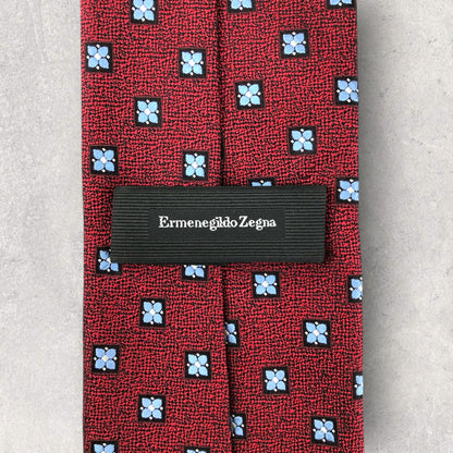 【6793】未使用保管品　エルメネジルドゼニア　ネクタイ　レッド系