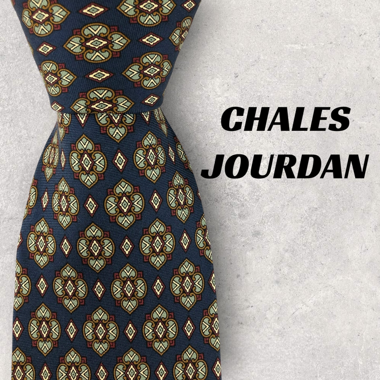 【6837】良品！シャルルジョルダン　ネクタイ　ネイビー系