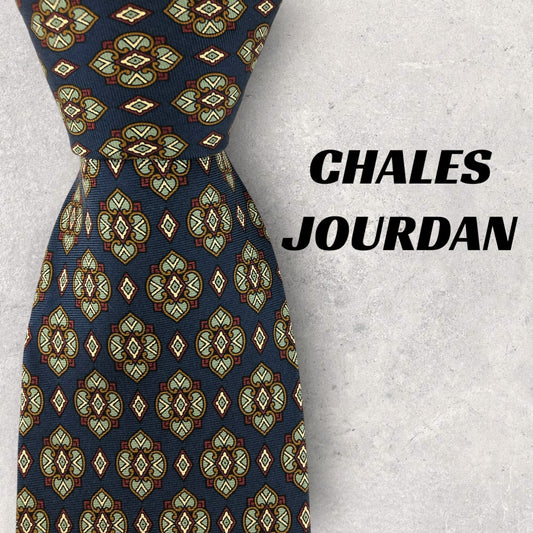 【6837】良品！シャルルジョルダン　ネクタイ　ネイビー系