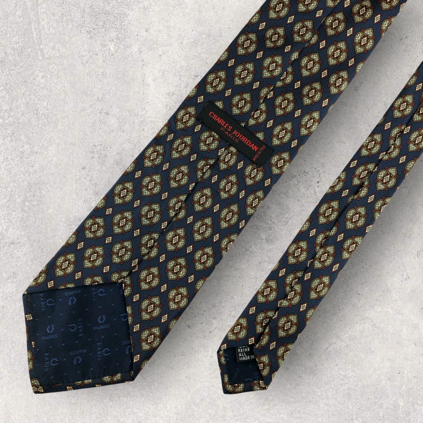 【6837】良品！シャルルジョルダン　ネクタイ　ネイビー系