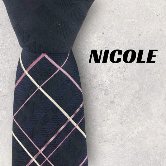 【6839】美品！ニコル　ネクタイ　ネイビー系