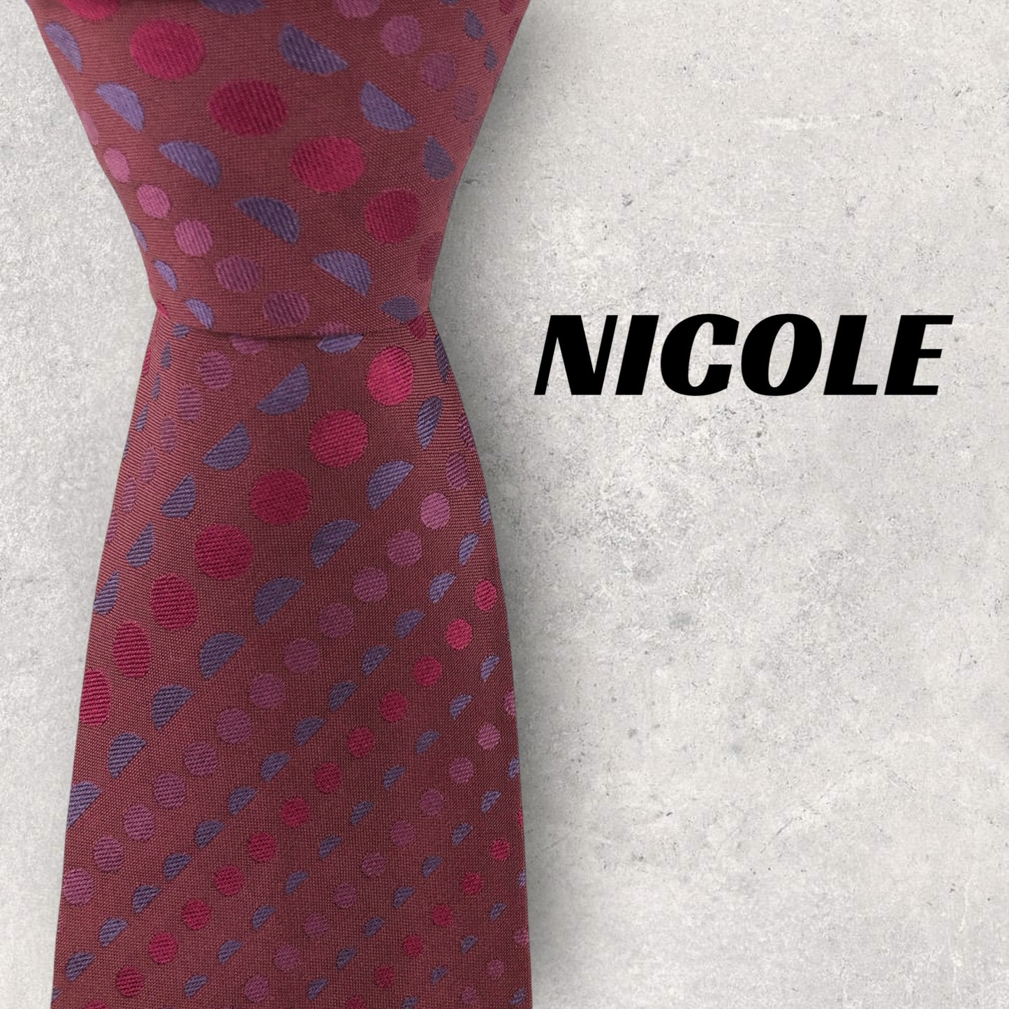 【6882】美品！ニコル　ネクタイ　レッド系　ボルドー系