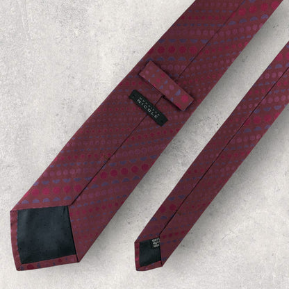 【6882】美品！ニコル　ネクタイ　レッド系　ボルドー系
