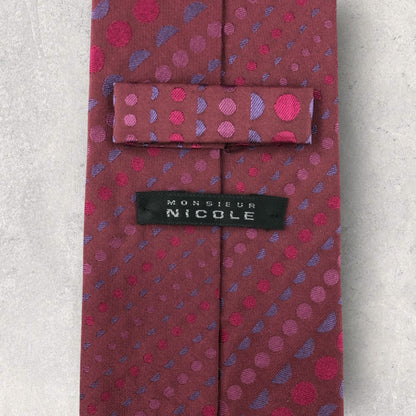 【6882】美品！ニコル　ネクタイ　レッド系　ボルドー系