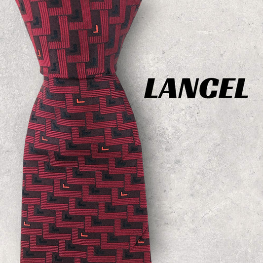 【6890】美品！ランセル　ネクタイ　レッド系
