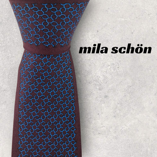 【6894】良品！ミラショーン　ネクタイ　レッド系　ボルドー系