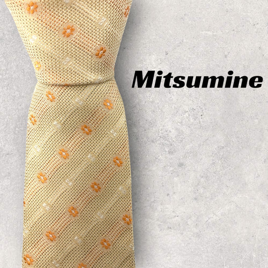 【6922】美品！ミツミネ　ネクタイ　オレンジ系　花柄
