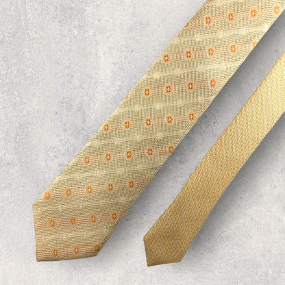 【6922】美品！ミツミネ　ネクタイ　オレンジ系　花柄