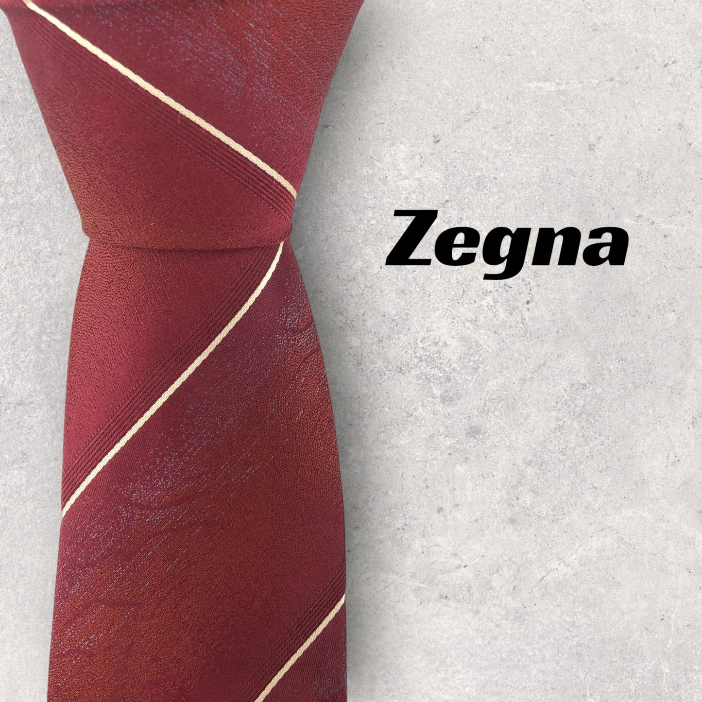 【6941】良品！ゼニア　ネクタイ　レッド系　ワインレッド系