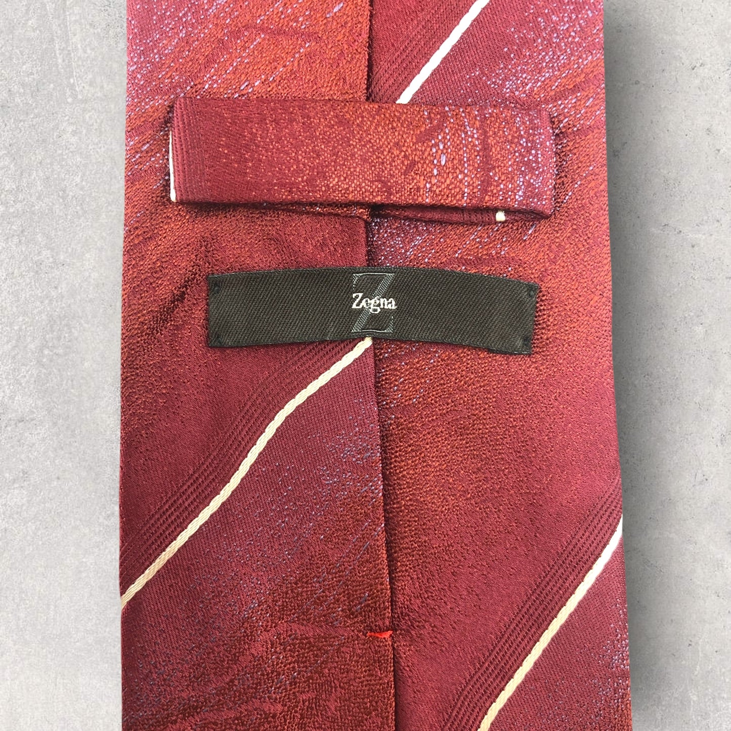 【6941】良品！ゼニア　ネクタイ　レッド系　ワインレッド系