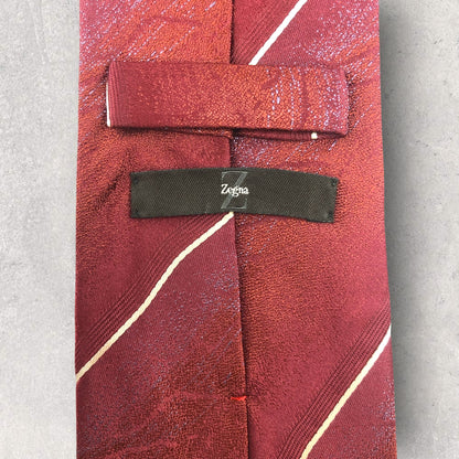 【6941】良品！ゼニア　ネクタイ　レッド系　ワインレッド系