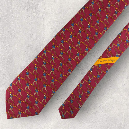 【6960】美品！サルヴァドーレフェラガモ　ネクタイ　レッド系