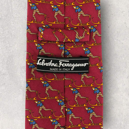 【6960】美品！サルヴァドーレフェラガモ　ネクタイ　レッド系