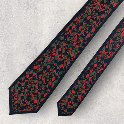 【6962】良品！ミラショーン　ネクタイ　ネイビー系　レッド系