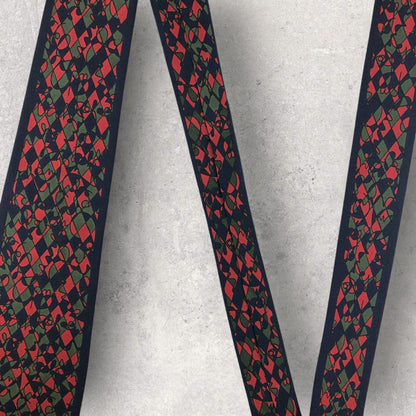 【6962】良品！ミラショーン　ネクタイ　ネイビー系　レッド系