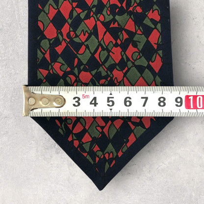 【6962】良品！ミラショーン　ネクタイ　ネイビー系　レッド系