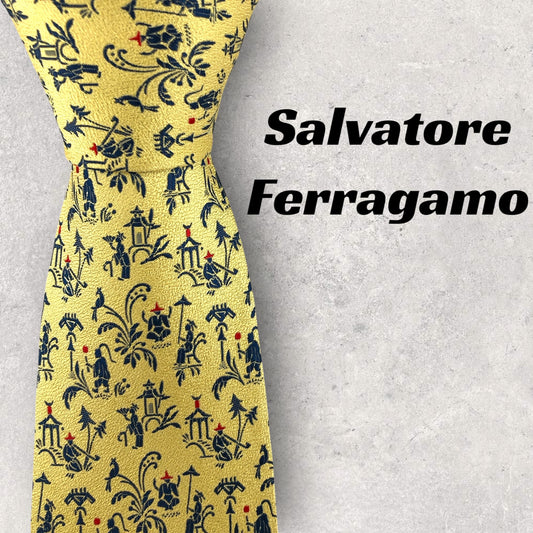 【6963】美品！サルヴァトーレフェラガモ　ネクタイ　ゴールド系