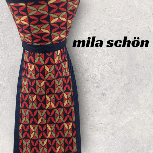 【6968】良品！ミラショーン　ネクタイ　レッド系