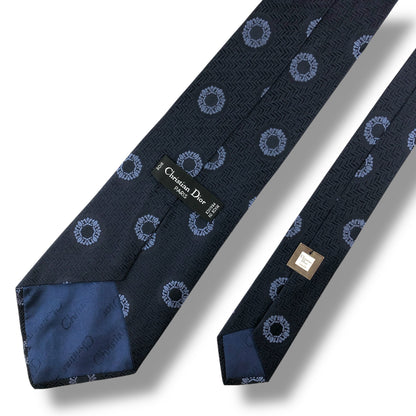 【6988】未使用保管品　ディオール　ネクタイ　ネイビー系　太サイズ