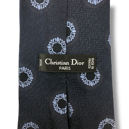 【6988】未使用保管品　ディオール　ネクタイ　ネイビー系　太サイズ