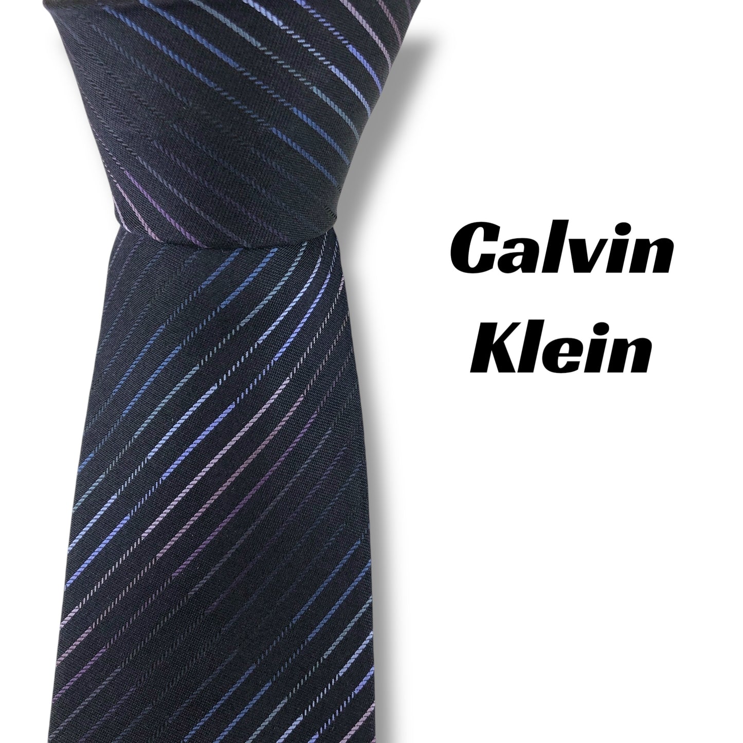 【6992】美品！カルバンクライン　ネクタイ　ネイビー系