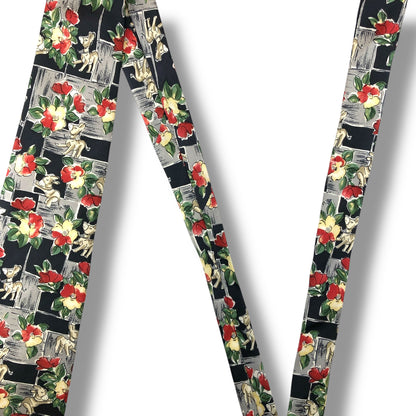 【6998】良品！ピエールバルマン　ネクタイ　ブラック系　花柄