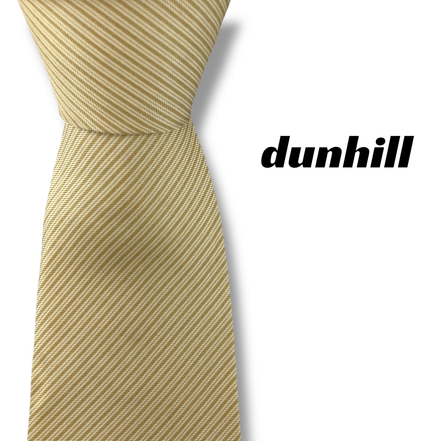 【7014】良品！ダンヒル　ネクタイ　ベージュ系　ストライプ柄