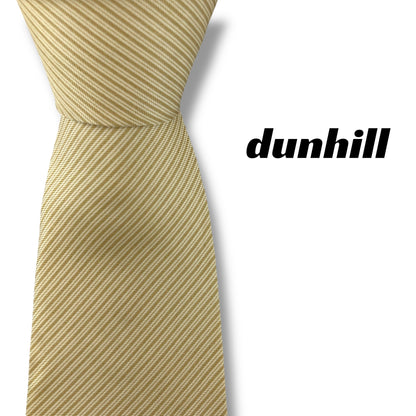 【7014】良品！ダンヒル　ネクタイ　ベージュ系　ストライプ柄