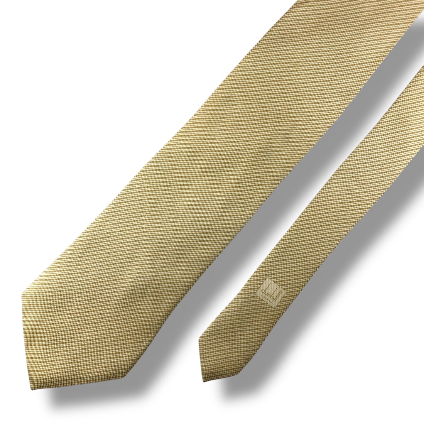 【7014】良品！ダンヒル　ネクタイ　ベージュ系　ストライプ柄