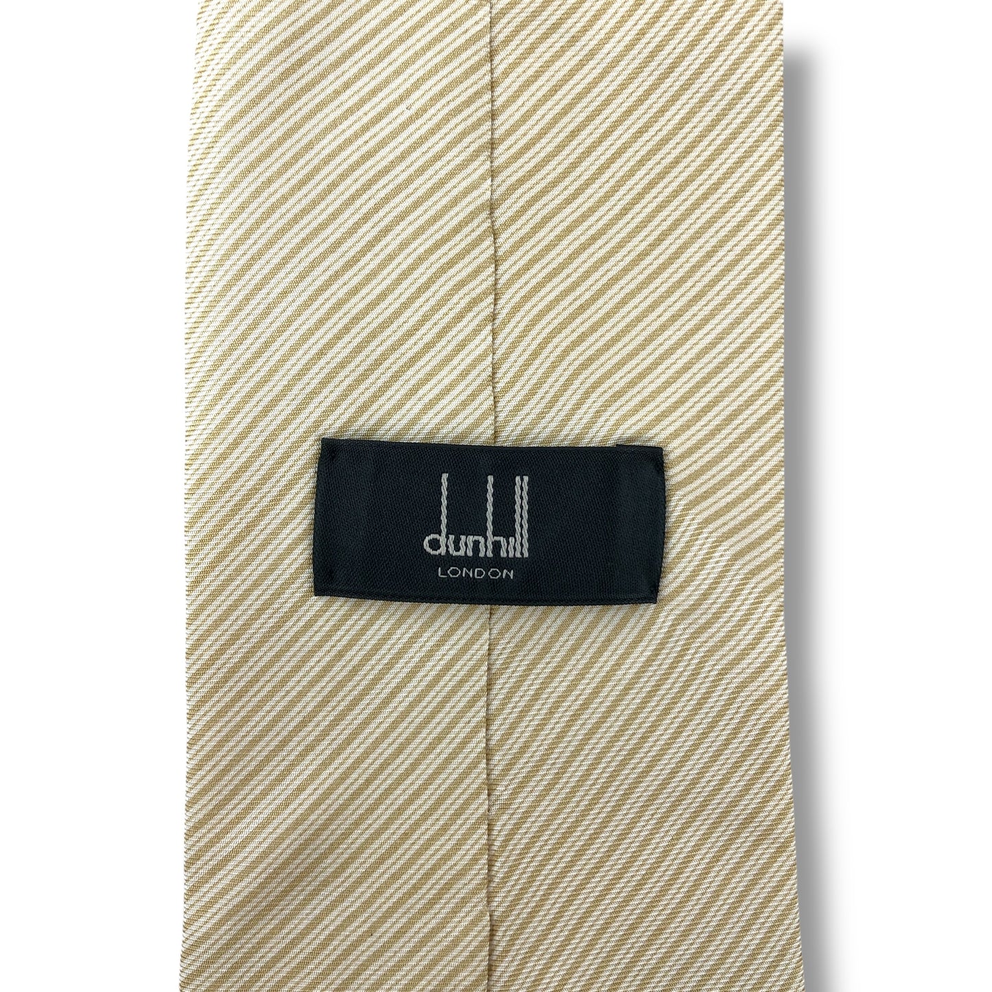 【7014】良品！ダンヒル　ネクタイ　ベージュ系　ストライプ柄