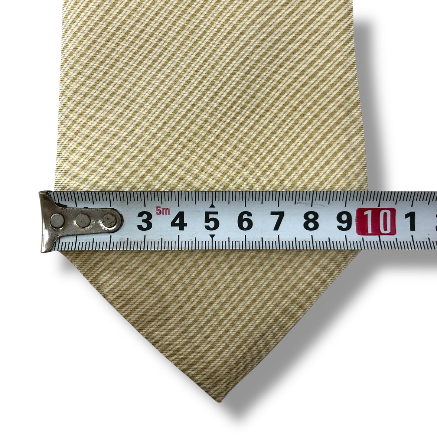 【7014】良品！ダンヒル　ネクタイ　ベージュ系　ストライプ柄