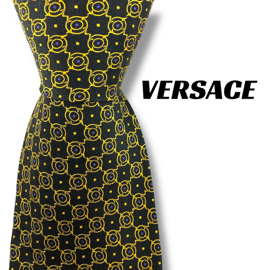 【7040】美品！ヴェルサーチ　ネクタイ　ブラック系　メデューサ