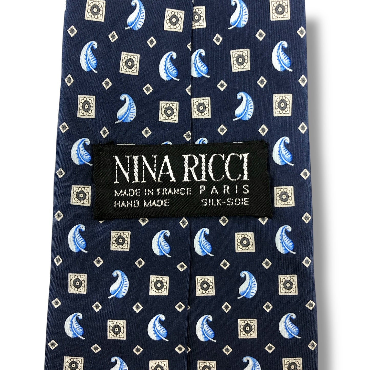 【7042】良品！ニナリッチ　ネクタイ　ブルー系　フェザー柄