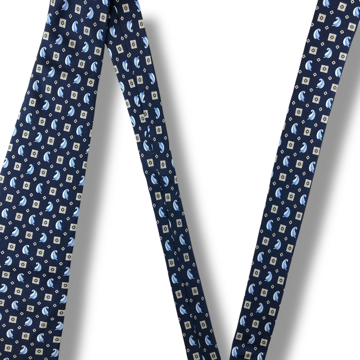 【7042】良品！ニナリッチ　ネクタイ　ブルー系　フェザー柄