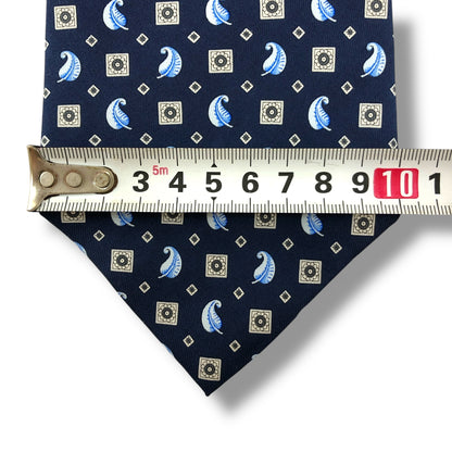 【7042】良品！ニナリッチ　ネクタイ　ブルー系　フェザー柄