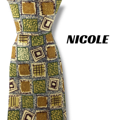 【7046】美品！ニコル　ネクタイ　グリーン系　グリーン×水色系