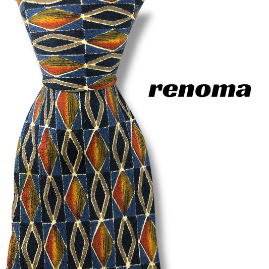 【7061】良品！レノマ　ネクタイ　ブルー系