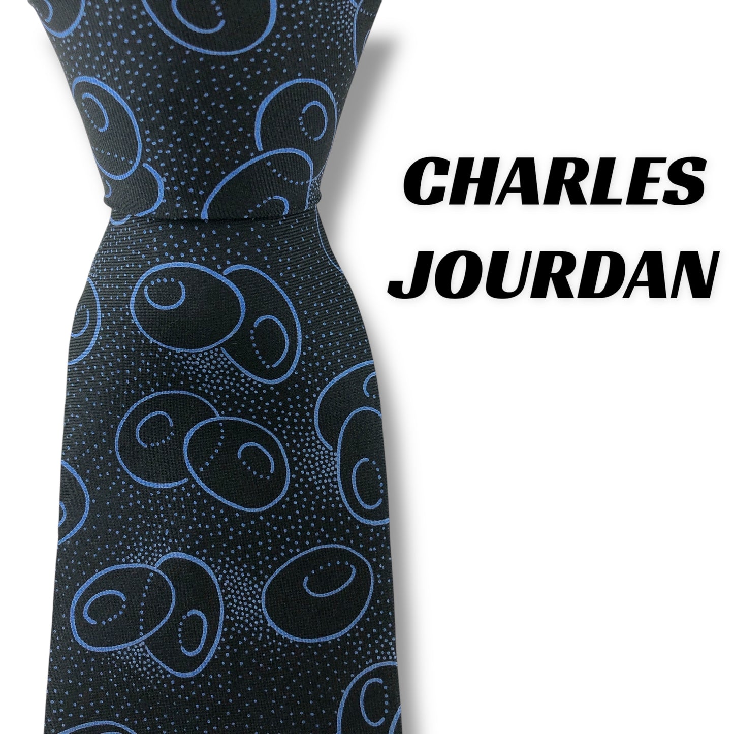 【7066】美品！シャルルジョルダン　ネクタイ　ブルー系